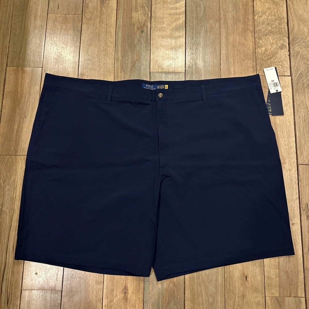 Polo Ralph Lauren Mens 9.5" Stretch Dobby Chino Golf Shorts Navy Blue 56B